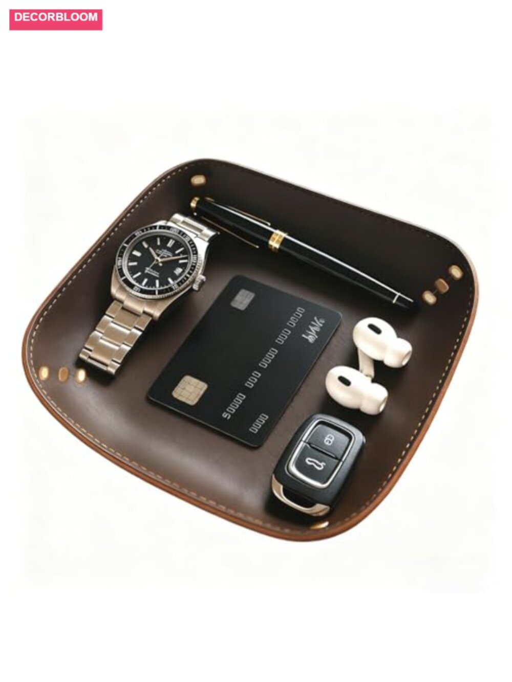 Genuine Leather Valet Tray Handmade Catchall Organizer for Desk Nightstand - Picture 1 of 6